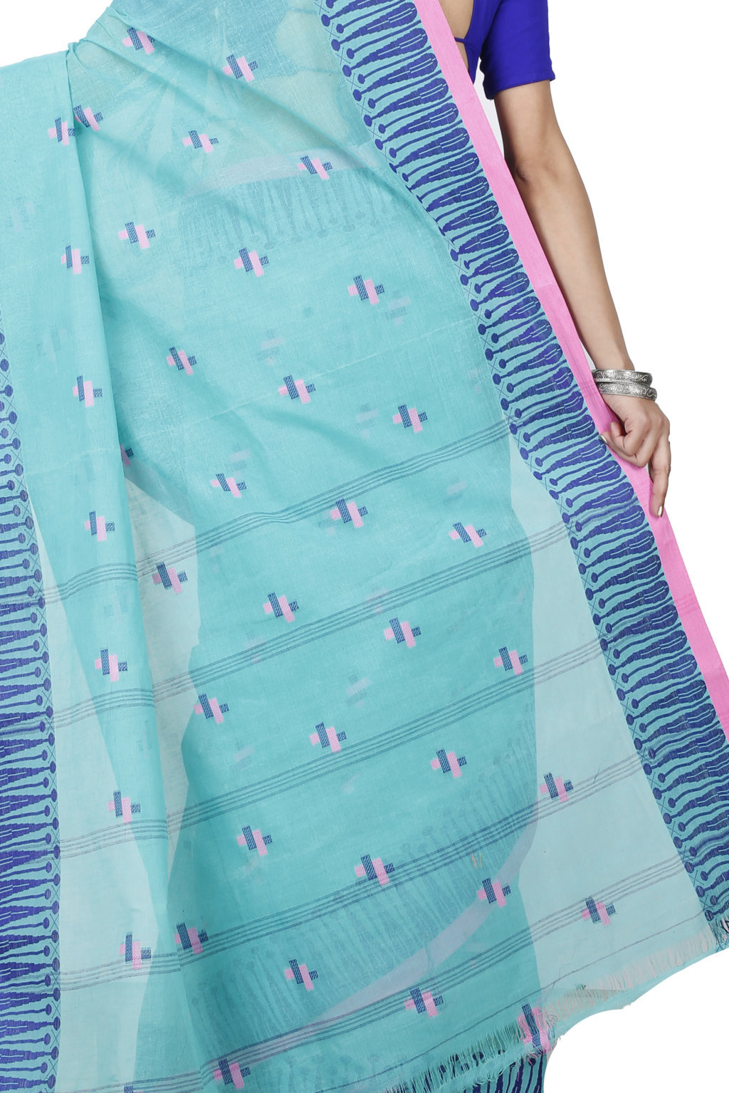 See Green Pure Cotton Simar Tant Saree (1039)